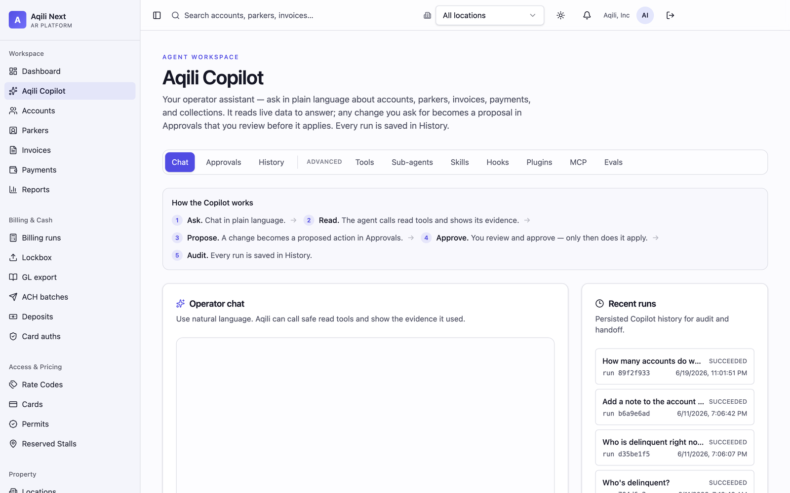 Aqili Copilot agent workspace