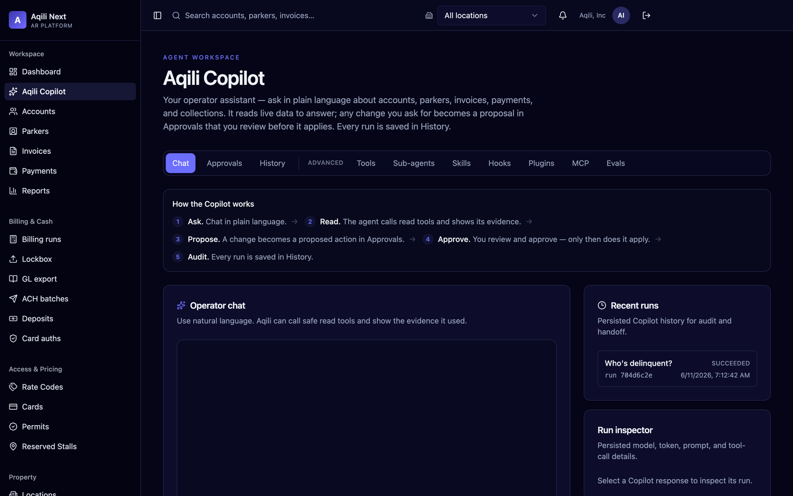 Aqili Copilot agent workspace